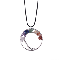 Collier Pendentif de chakras pierres précieuses arbre de vie